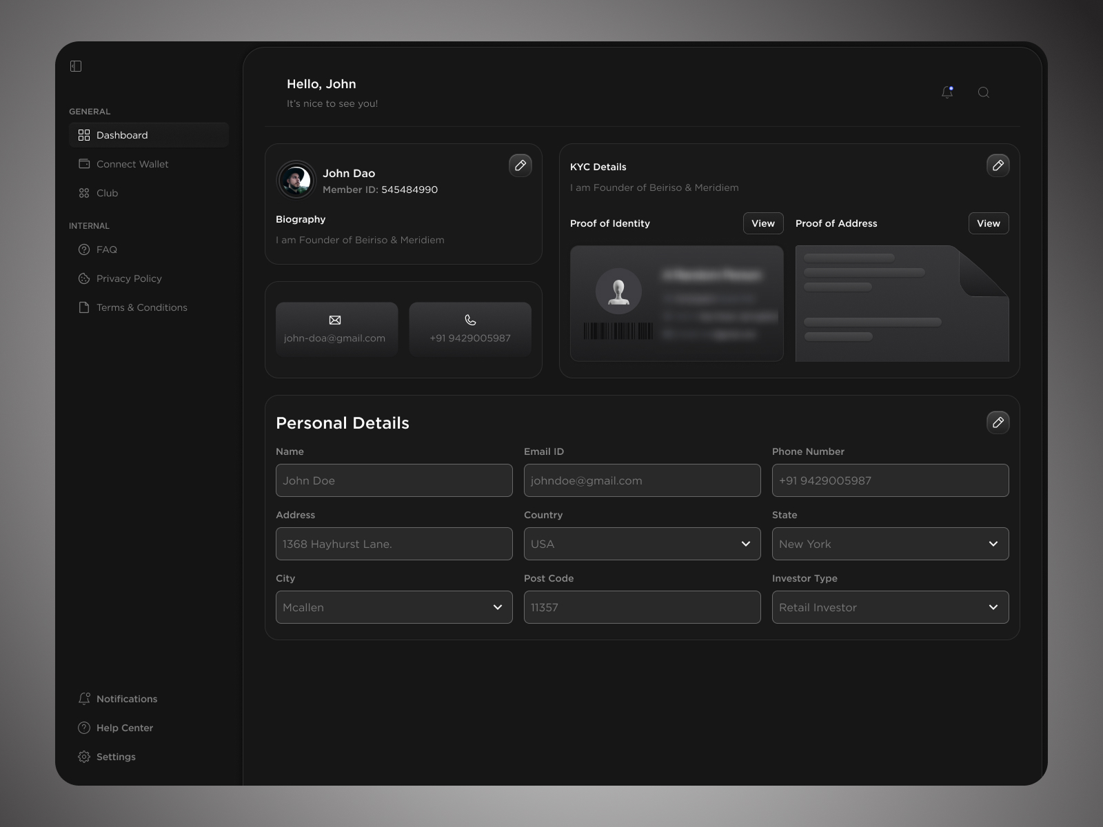 Meridiem — Dashboard UI